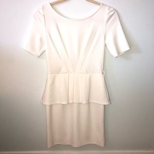 Foreign Exchange White Midi Peplum Dress